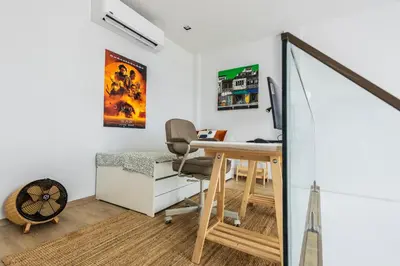 an office with a desk and a chair at ORIGINAL DESIGNED 2BR TownHouse6 MonkeyHill in Ban Sam Kong