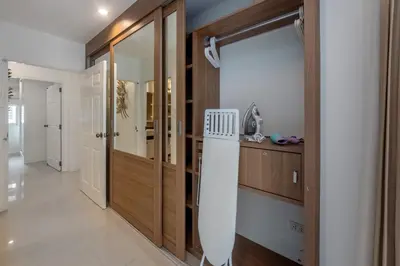 a kitchen with a large white refrigerator in a room at 3 Bedroom Pool Villa 5kms from Patong in Kathu