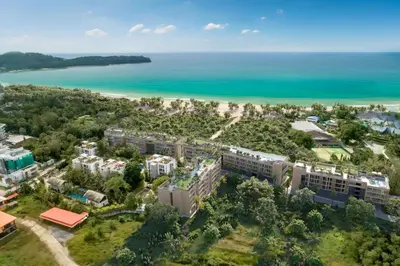 an aerial view of a resort next to the ocean at Apartment at Laguna Beachside by Lofty in Bang Tao Beach