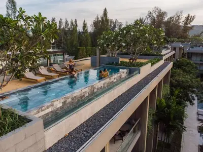 an overhead view of a swimming pool at a hotel at JSD Prime Property-Kamala Beach in Surin Beach