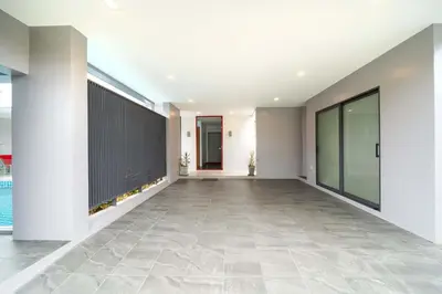 an empty hallway of a house with a pool at Unique Style & Comfort, 2BR Pool Villa DannyLys, near Nai Harn in Rawai Beach
