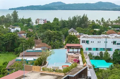 a view of a resort with a swimming pool at C207 Rooftop Pool & King Bed, Walk to Surin Beach in Surin Beach