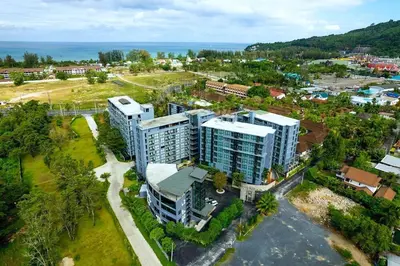 an overhead view of a building in a city at Scenic Hill View Apartment CTG P609 in Tropics Kamala residence, Great Facilities, Close to Beach and Fantasea in Kamala Beach