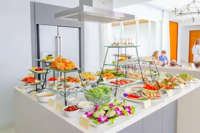 a buffet line with many different types of food at Baan Kloi II in Ban Na Tai