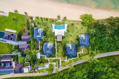 an aerial view of a resort near the beach at Baan Klong IV in Ko Yao Noi