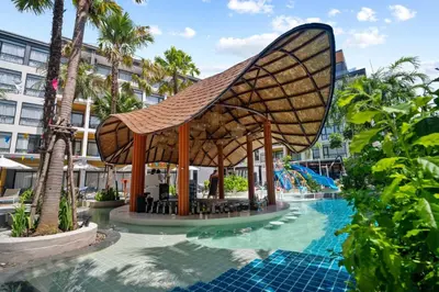 a pool at a resort with a pavilion at Stylish Forest View Studio Near Naithon Beach 1528 in Nai Thon Beach