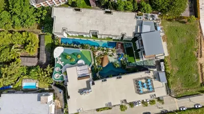an aerial view of a mansion with a swimming pool at Stylish Forest View Studio Near Naithon Beach 1528 in Nai Thon Beach