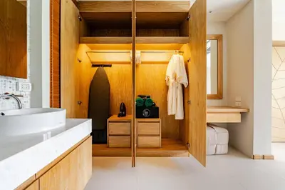 a bathroom with a sink and a mirror at Tropical Family Pool Villa - Bang Tao in Laguna Phuket