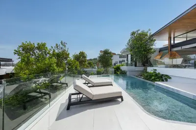 an image of a house with a swimming pool at Villa Zavaya 360° View Luxury Retreat With Pool in Layan Beach