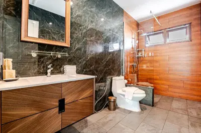 a bathroom with a sink and a toilet at Cozy Pool Villa near Kamala - 12 min to the Beach in Kamala Beach