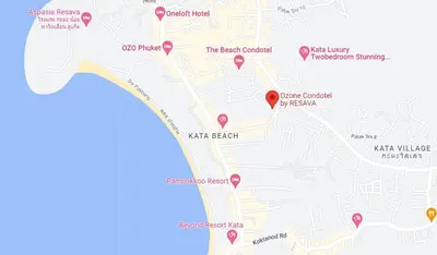 a map of the beach complex with parking spots at Mountain view apartment near Kata beach in Kata Beach