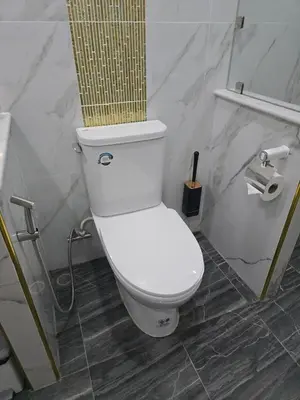 a white toilet in a bathroom with a roll of toilet paper at Andaman Seaview house rooftop 2 in Patong Beach