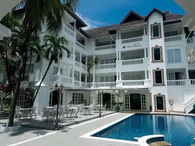 a view of the hotel from the pool at Villa Atchara in Patong Beach