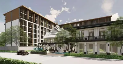 a rendering of a building with a car parked in front at C231 Brand-New 1BR Prime Spot Pool&Gym Near Beach in Bang Tao Beach
