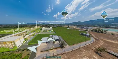 an aerial view of a park with two large towers at C226 Brand-New Top Location Near Beach Clubs in Bang Tao Beach