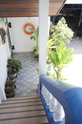 a view from the stairs of a house with plants at Treff nad phop hotel in Patong Beach