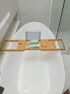 a wooden shelf with a box on top of it at Luxury Design 3 Bedroom Villa AB2 in Phuket Town