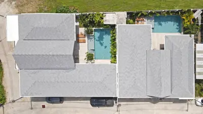 an overhead view of a house with white roofs at Nomad Villa - Elegant 3 Bedrooms Balinese Pool in Rawai Beach