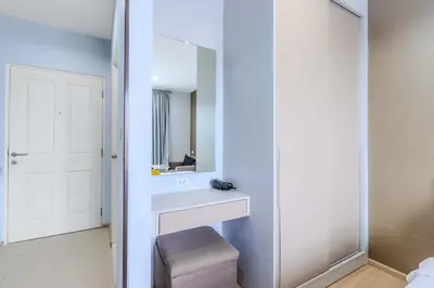 a bathroom with a sink and a mirror at C232 Prime spot Pool Gym Near Beach&Boat Ave in Bang Tao Beach