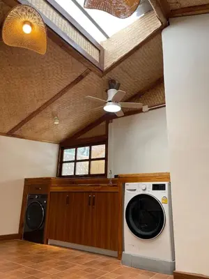 a washer and dryer in a room with a ceiling at Private Designer Villa with Pool Prime Rawai 3 beds in Ban Saiyuan (1)