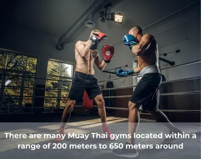 two men are boxing in a ring in a gym at Apartment Seaview Rooftop Pool Surin beach 650m in Surin Beach