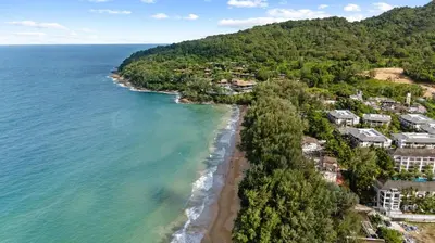 an aerial view of the beach in front of a resort at Wyndham Gardens 1321 Studio 1min to Naithon Beach in Phuket Town
