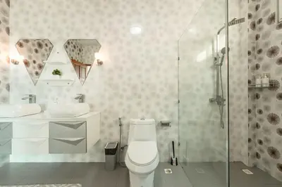 a bathroom with a toilet and a sink and a shower at Platinum Villa 4 bedrooms Rawai in Rawai Beach