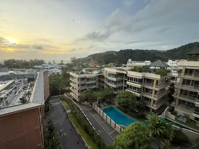 an aerial view of a city with apartment buildings at New 1BR Apartment in The Proud Karon Phuket in Karon Beach