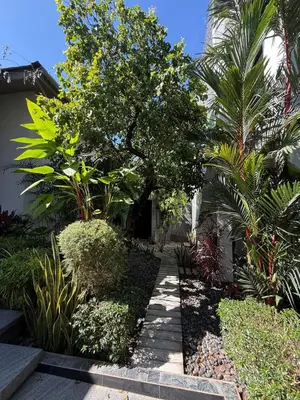 a garden with trees and plants and a walkway at Luxury Pool Villa Near Laguna - Gym, Jacuzzi & Cinema in Phuket