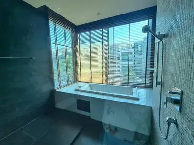 a bathroom with a tub and a window with a view at Luxury Villa with Panoramic Seaview, Private Pool in Ban Saiyuan (1)
