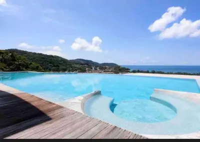 a large swimming pool with a view of the ocean at Luxury Penthouse with Private Pool at View Phuket F9 in Karon Beach