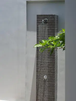a bathroom with a shower with a plant in it at NEW Cozy 3BR Luxury Pool Villa - Villa Nova in Ban Pak Lak