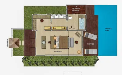 a floor plan of a villa with at The Vijitt - Deluxe Pool Villa in Ban Saiyuan (1)