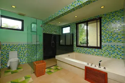 a bathroom with a tub and a toilet and a shower at Kamala Private Bliss Retreat 4 Bedrooms Villa in Kamala Beach