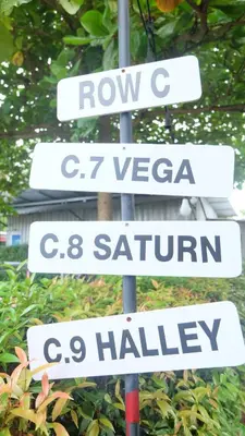 a pole with three street signs on it at Wings Alley Phuket in Phuket