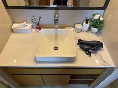 a sink on a counter in a bathroom at La Vita Rawai Nai Harn Beach 5 Star 1 BDR in Rawai Beach
