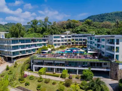 an aerial view of a hotel with a resort at Relaxing Apartment in Karon in Karon Beach