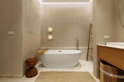 a white bath tub in a bathroom with a sink at Villa Moana 2BR Private Pool Naiharn beach in Rawai Beach
