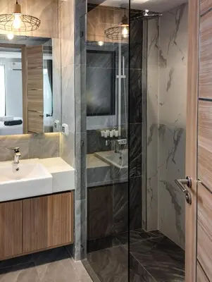 a bathroom with a sink and a shower at Tropical villa Sweet Dreams R20, Private Pool, Rawai Beach in Phuket Town