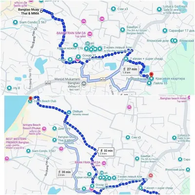 a map of the cycle route at Beautiful apartment in Ban Thalat Choeng Thale