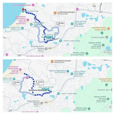 a map of the trail map at Lovely OPTIC apartments on Bang Tao Beach in Ban Thalat Choeng Thale