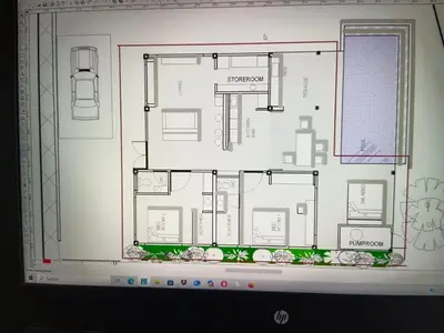 a drawing of a floor plan of a house at Sakhu Art Villa in Nai Yang Beach