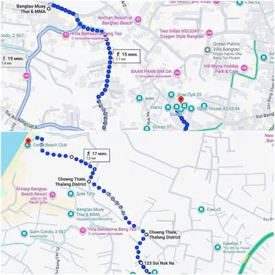 a map of the planned route of the metro exodus at 2-bedroom's sweet house, Bang Tao beach in Ban Thalat Choeng Thale