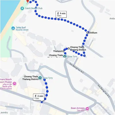 a map of the city of bristol and its attractions at Tutu house, walking distanse to Bang Tao beach in Bang Tao Beach