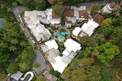 an overhead view of a house with a pool at 3 BR Seaview Apt with pool access ADMC 100-2 in Ban Ao Makham