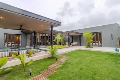 an image of the backyard of a house at V263 Brand New 3BR Super Modern Pool Villa - Calathea in Thalang
