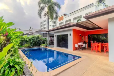 a villa with a swimming pool and a house at V265 2BR Pool Villa Near Fitness Gyms Muay Thai in Ban Saiyuan (1)