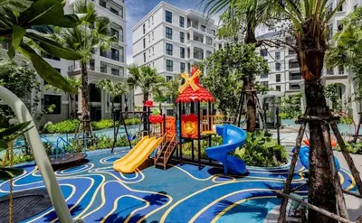 a playground in a city with a slide at C250 Brand new Stay near top beach & Boat Avenue in Thalang