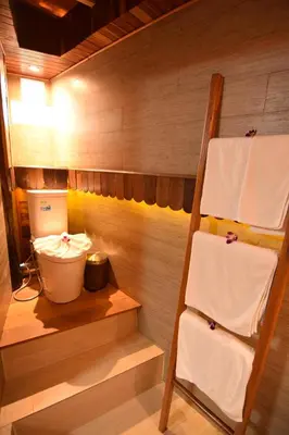 a small sauna with a toilet and a ladder at Villa Habeebee in Ao Nang Beach