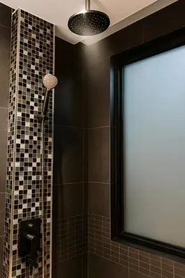 a bathroom with a shower with a large window at Studio Bangla Suite 304 in Patong Beach